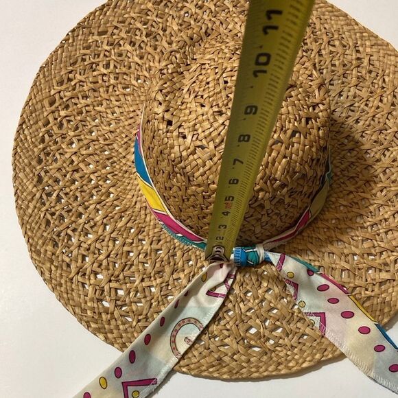 VTG, Chic Straw Hawaiian Unisex Hat With Colorful Scarf - Picture 5 of 11